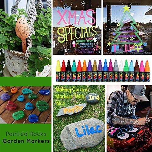 Liquid Chalk Markers, CuleedTec 12 Colors Premium Window Chalkboard Neon Pens, Painting and Drawing for Kids and Adults, Chalkboard Safe Dustless Wet Erase Paint Pens (2-6mm Reversible Tip)