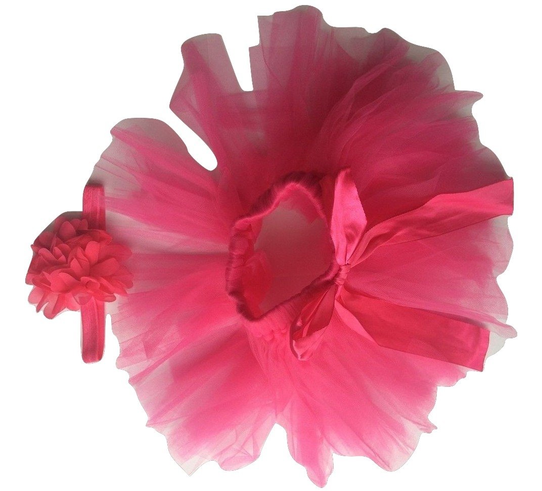 Hot Pink, Newborn Baby Tutu Clothes Skirt Headdress Flower Photo Photography Prop Outfit