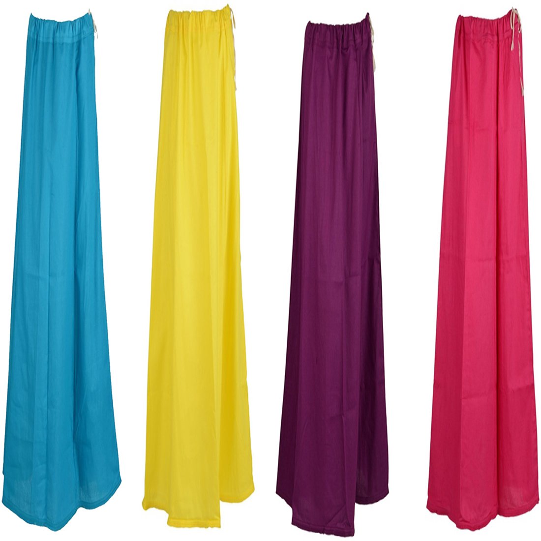 pratikomal women's cotton petticoat combo of 4 (purple, beige, green, free size)