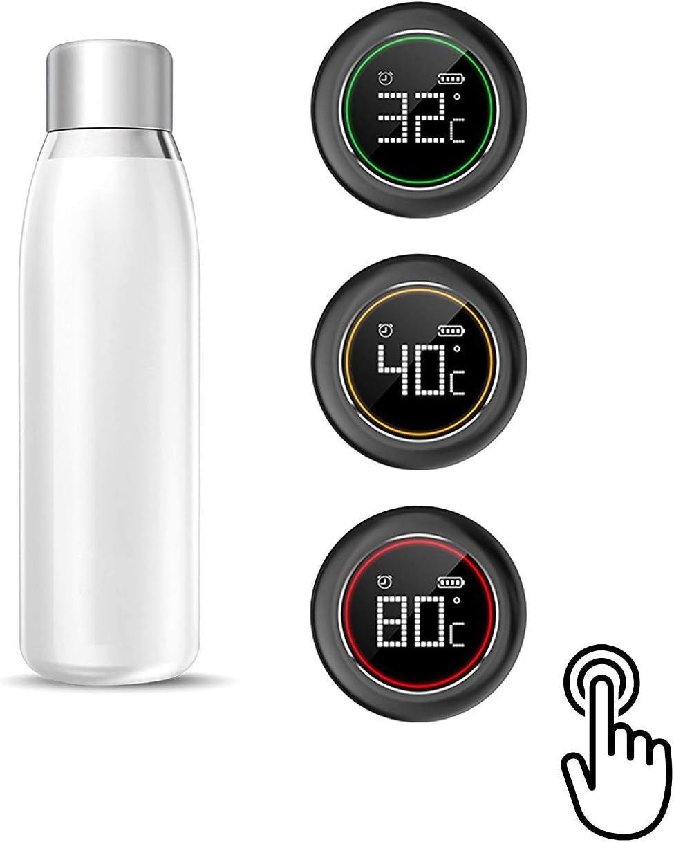 Moda Tech Smart Intelligent Water Bottles Automatic Reminder and Temperature Display Steel Vacuum Cup (White, 500ml)
