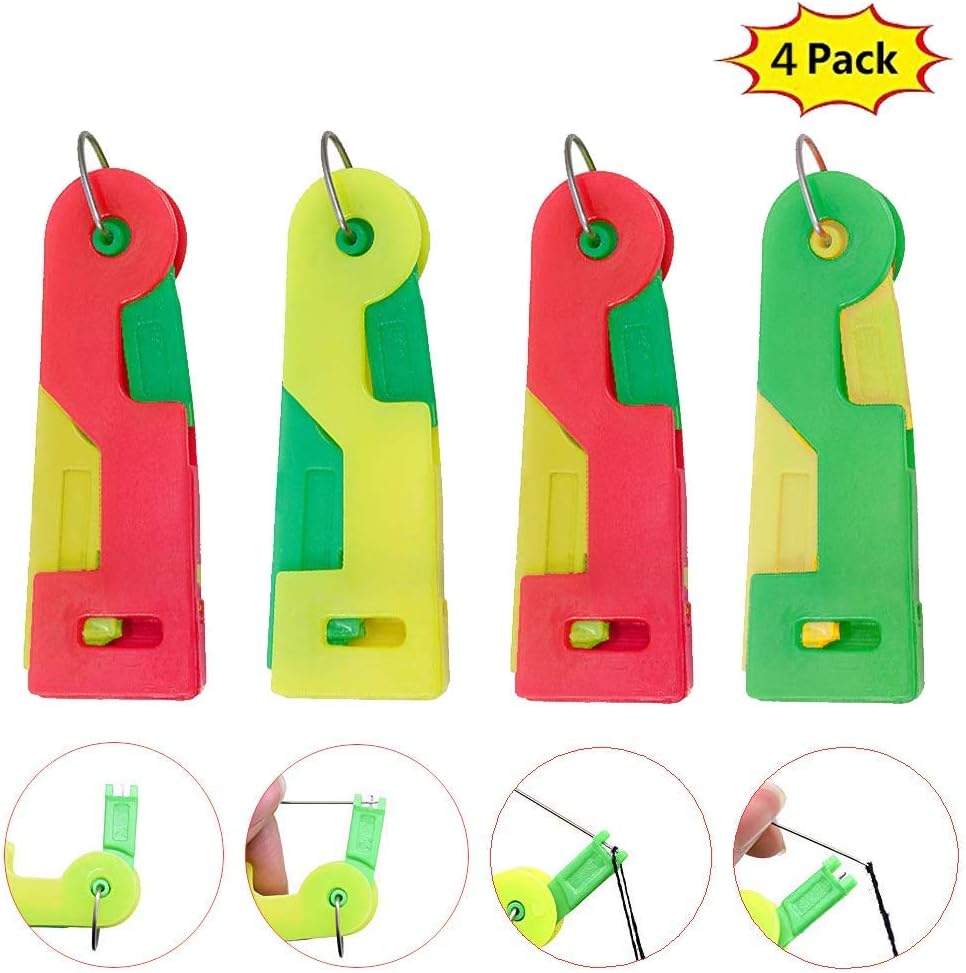 Aron Automatic Needle Threader, Automatic Needle Threading Device, Self Threading Hand Needle-Solve Needle Threading Problem-Easy Use & Carry,Fit for Kids Young and Old (4 Pack)