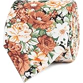 AUSCUFFLINKS Floral Skinny Ties | Cotton Neck Tie | Wedding Party Groomsmen Ties for Him | Groomsman Flower Necktie (Floral Artisan)