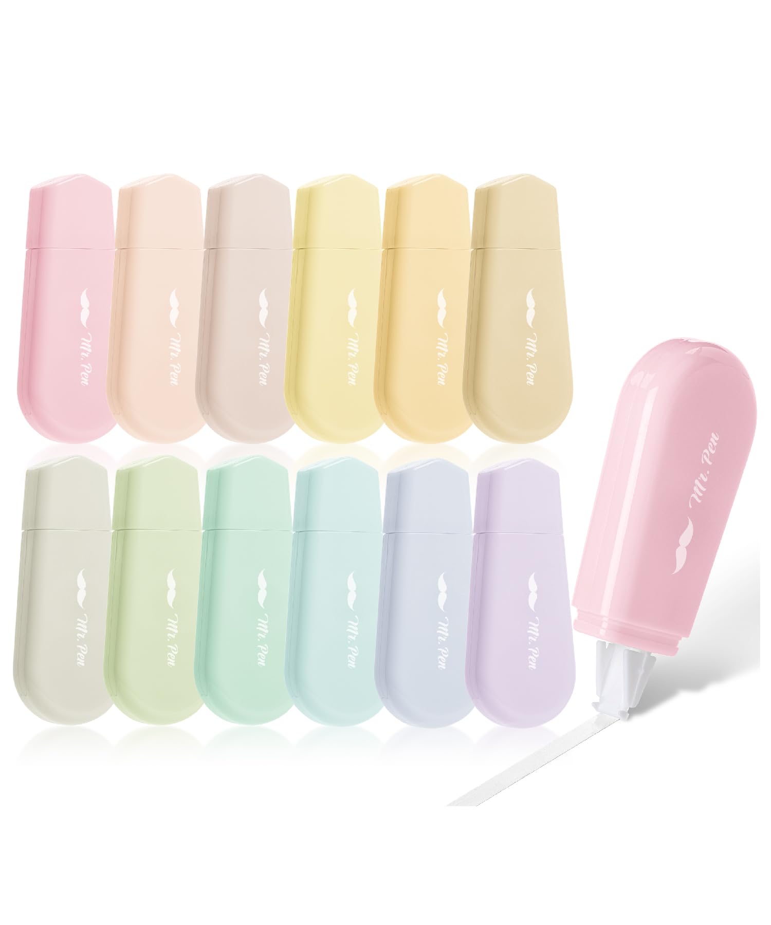 Photo 1 of Mr. Pen- Aesthetic Correction Tape, 0.2" x 197", 12 pcs, Pastel Colors, Cute Correction Tape, Back to School Supplies