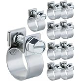 10PCS 3/8" Line Clamp 304 Stainless Steel, Adjustable 14mm-16mm Dia (9/16"-5/8") Mini Injection Gas Line Hose Clamps, Pipe Clamp for Automotive,Diesel Petrol Pipe Clamp