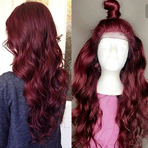 99J Body Wave Human Hair Lace Front Wigs for Women Ponytail Wavy Full Lace Wigs with Baby Hair Bleached Knots (22inch Full Lace Wig)