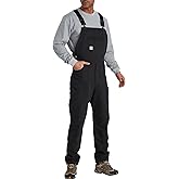 Kecols Men's Duck Bib Overalls - Double Front Unlined Utility Canvas Workwear with Adjustable Straps & Multiple Tool Pockets