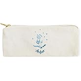 The Cotton & Canvas Co. Personalized Name Blue Floral Small Cosmetic Case and Travel Pouch for Office and On the Go