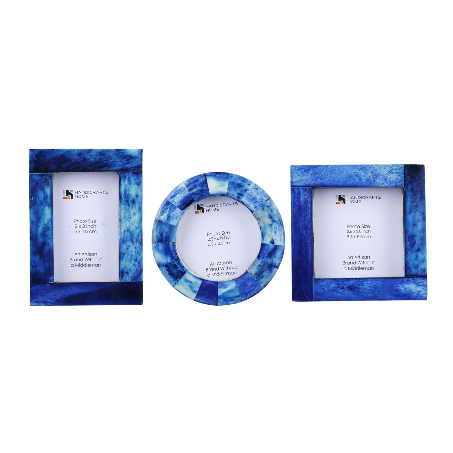 Handicrafts Home Small Blue Picture Frames Set of 3, Mini Vintage Picture Frame Set, Frames for Tabletop & Wall Display, Small 2x3 Inch Photo Frame, Antique Gallery Decor, Baby Photos & Gift Ideas