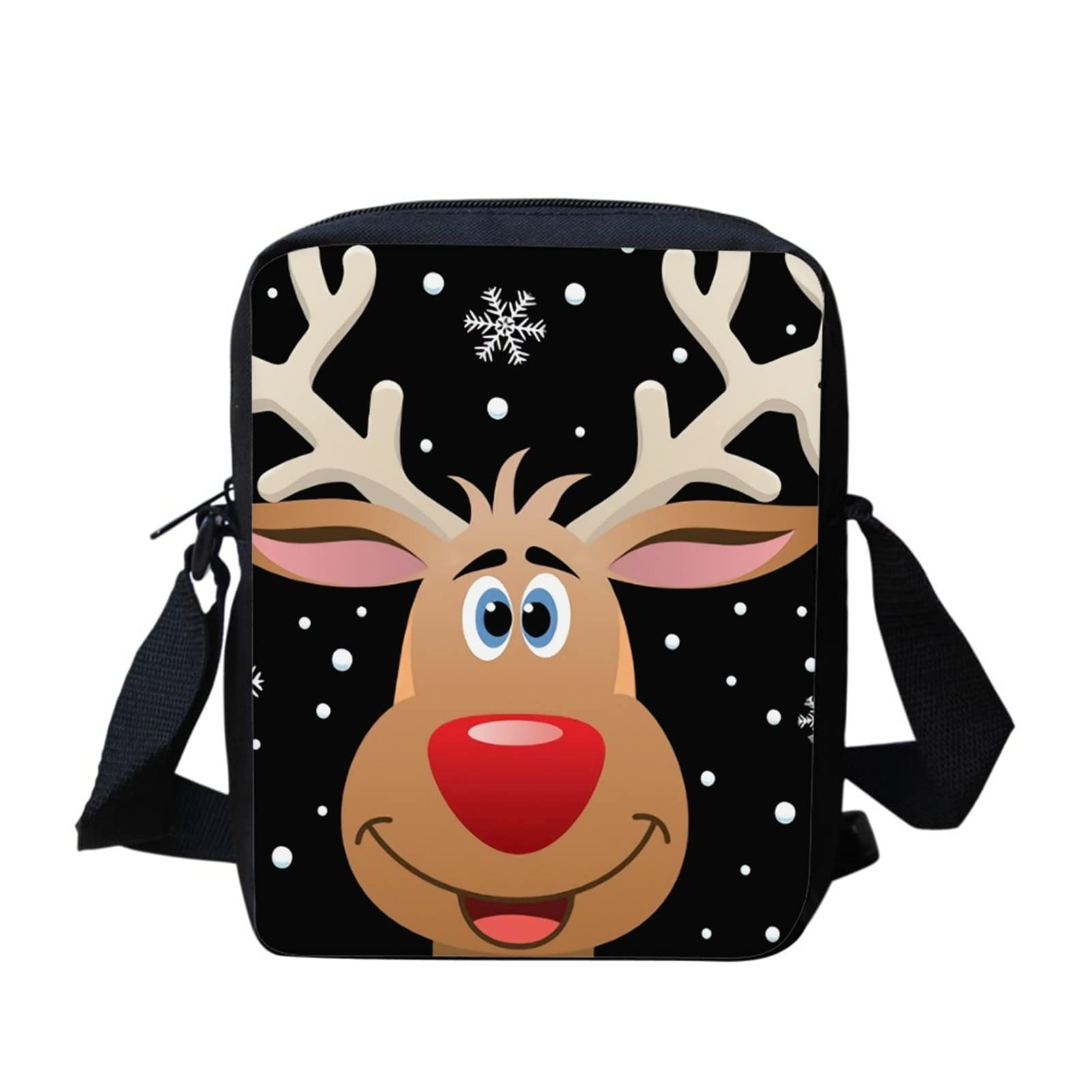 Biyejit Christmas Deer Print Mini Crossbody Sling Satchel Cellphone Purse Bags for School Travel