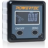 POWERTEC 71828 Table Saw Angle Gauge, Digital Angle Finder Protractor, Digital Level Box, 1 Pack, Digital Angle Gauge for Woodworking, Table Saw, Miter Saw