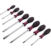 Wiha 53398 Screwdriver Set, Slotted And Phillips, Heavy Duty MicroFinish Handle, 8 Piece