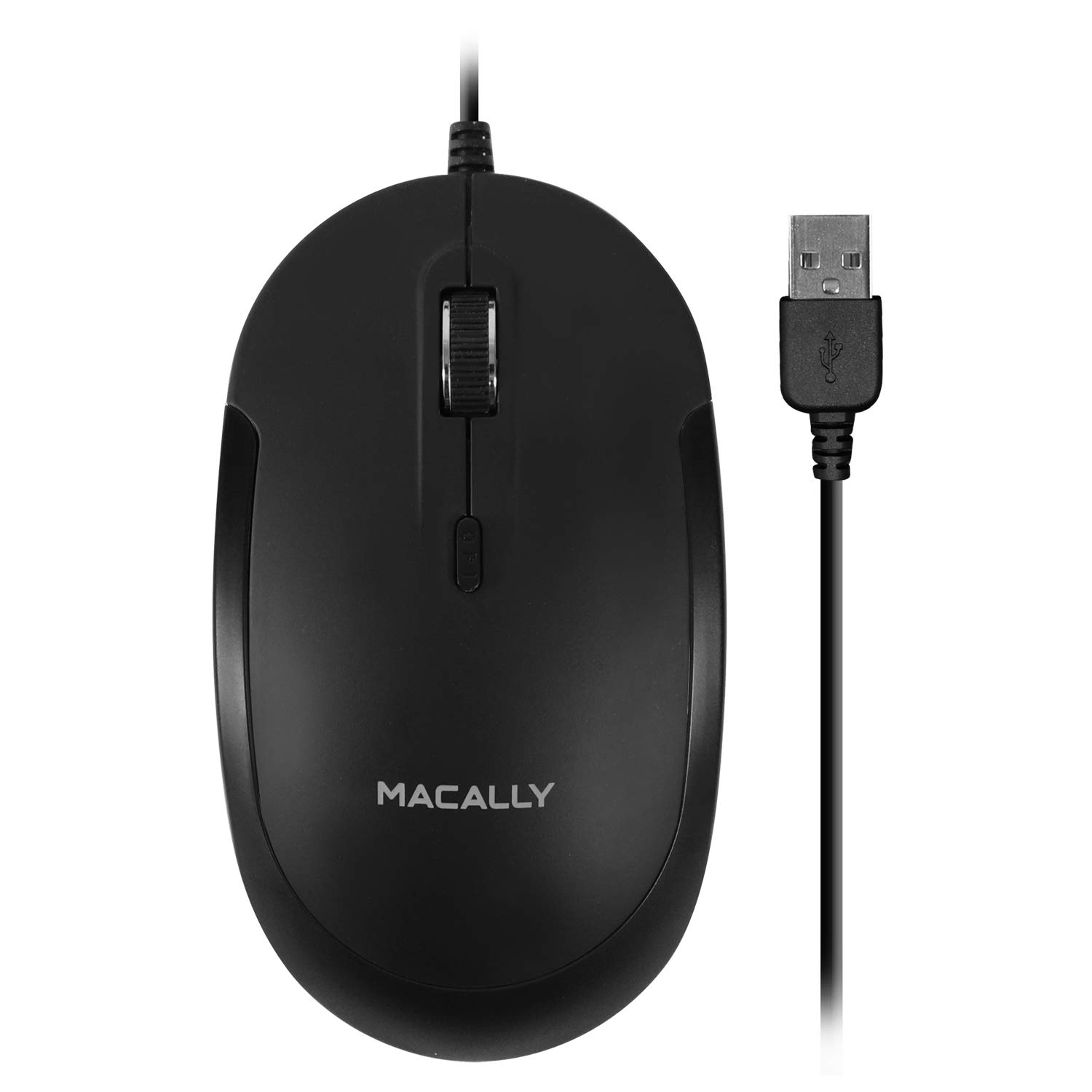 Macally DYNAMOUSE-B USB Optical Silent Click Mouse With 2 Buttons, Scrollwheel and DPI Button for Mac and PC, Black Black