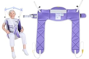 EZ Assistive Patient Lift Sling with Padding for Elderly/Disabled/Handicap Bath or Toileting,500 lbs SWL (Medium, Without Head Support)