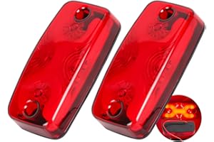 NEW SUN Superior 2Pcs Red Trailer Top & Side Marker Lights, Waterproof IP 67, Halo Neon Design for Turn, Stop, Tail Lamps for Truck, Camper, RV, Bus, 16 Super Bright LEDs, 4"x2" Lens Ultrawide Angle