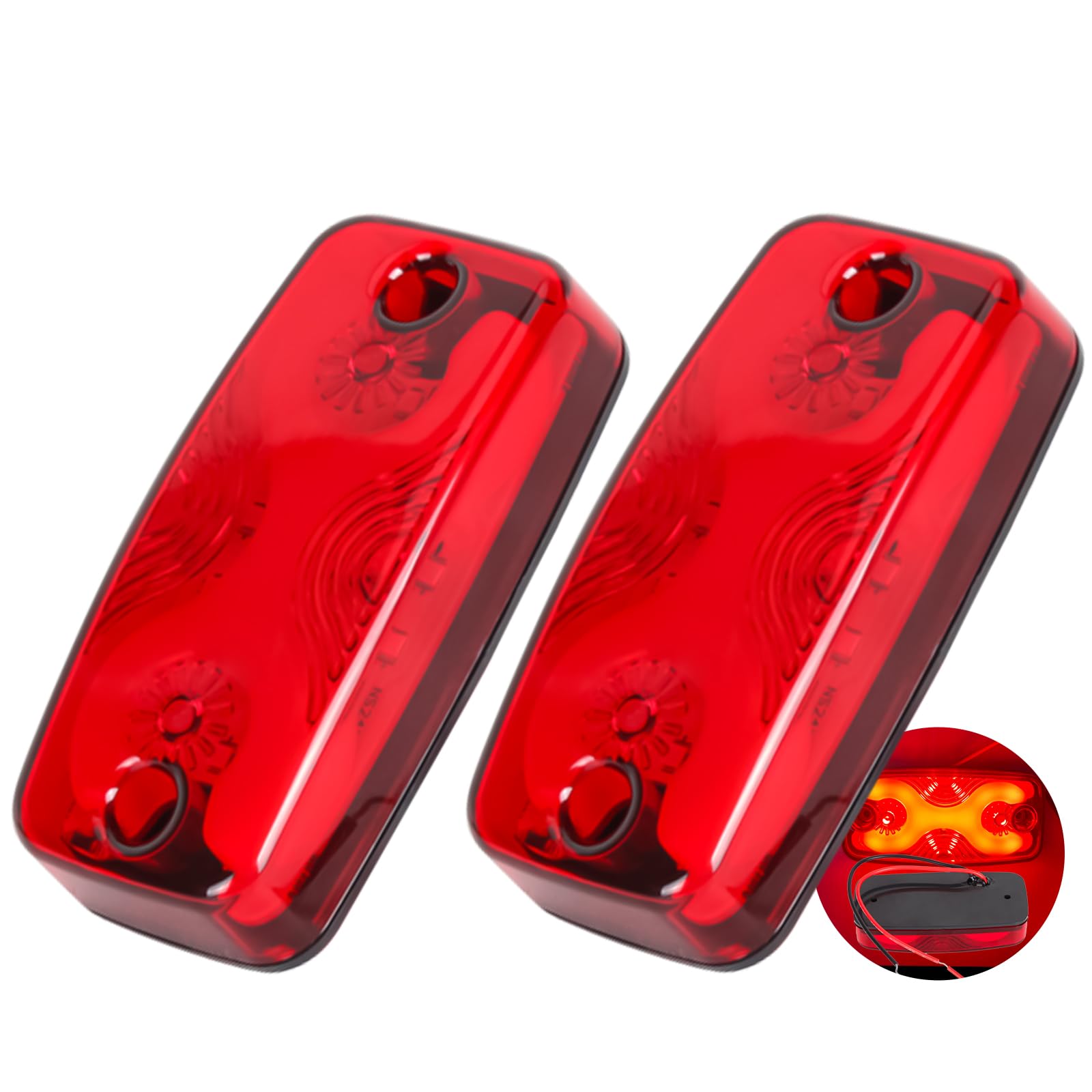 Photo 1 of NEW SUN Superior 2Pcs Red Trailer Top & Side Marker Lights, Waterproof IP 67, Halo Neon Design for Turn, Stop, Tail Lamps for Truck, Camper, RV, Bus, 16 Super Bright LEDs, 4"x2" Lens Ultrawide Angle