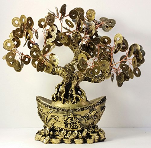 Large Golden Artificial Chinese Coin Money Tree with Ingots