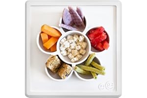 ezpz Mini Play Mat for Baby & Toddler - 12 Months+ (Cream) - Suction Plate for with Flower Compartments for Crafts, Painting, Sorting - Promotes Pincer Grip