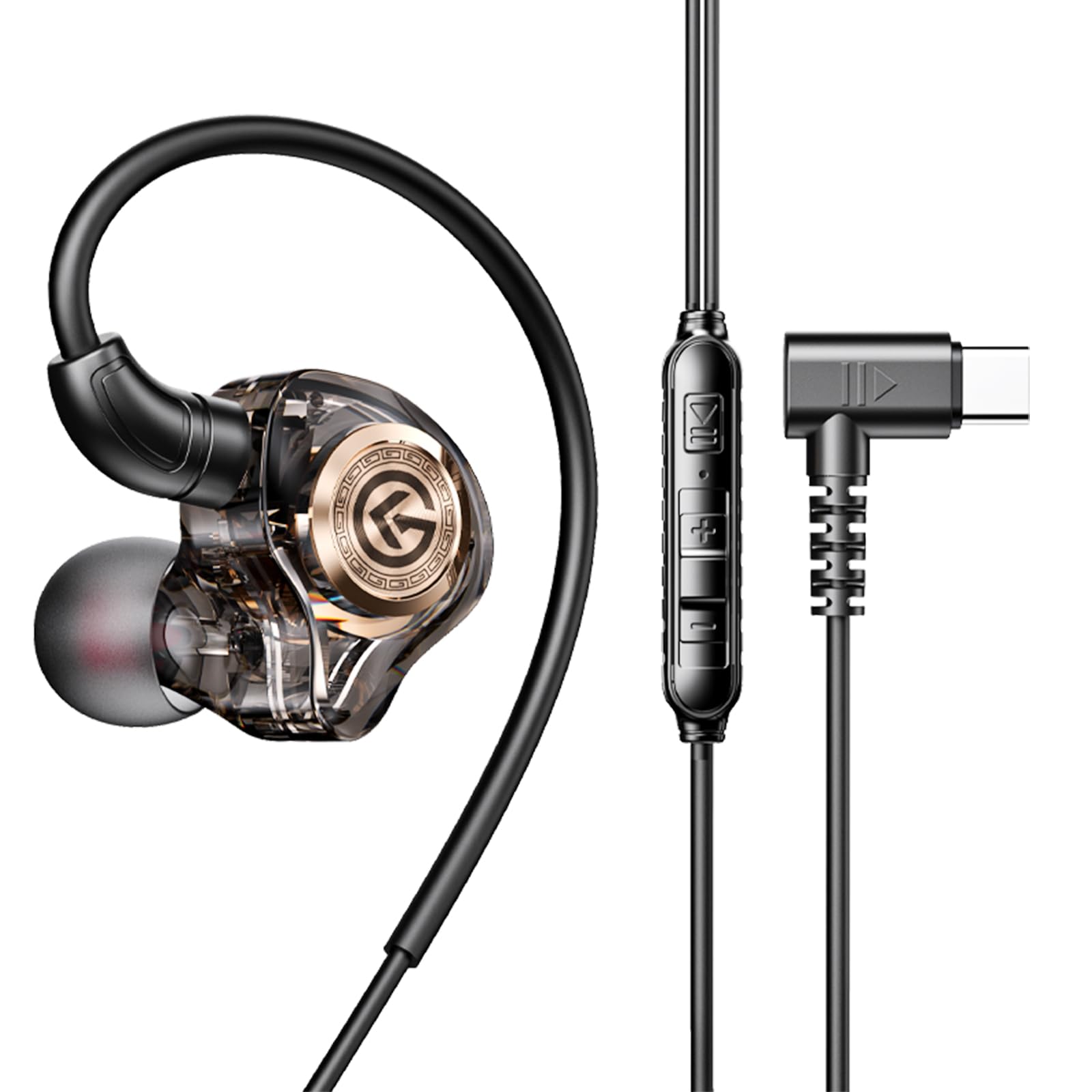 Bodykoo Gaming Earbuds with Mic, Wired in-Ear Gaming Headphones, 10mm Driver, 3.5mm & USB-C Options, in-Line Control, Noise-Isolating Earphones for PS5, Xbox, Switch, PC, Phone(Type-C)
