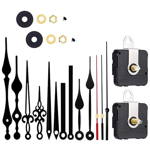 2 Pieces Silent Clock Movement Mechanism Long and Short Shaft with 6 ...