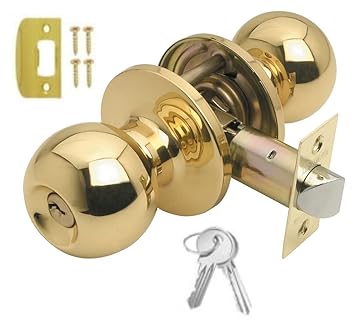Bala Key Lockable Door Knob Set Polished Brass From E Hardware