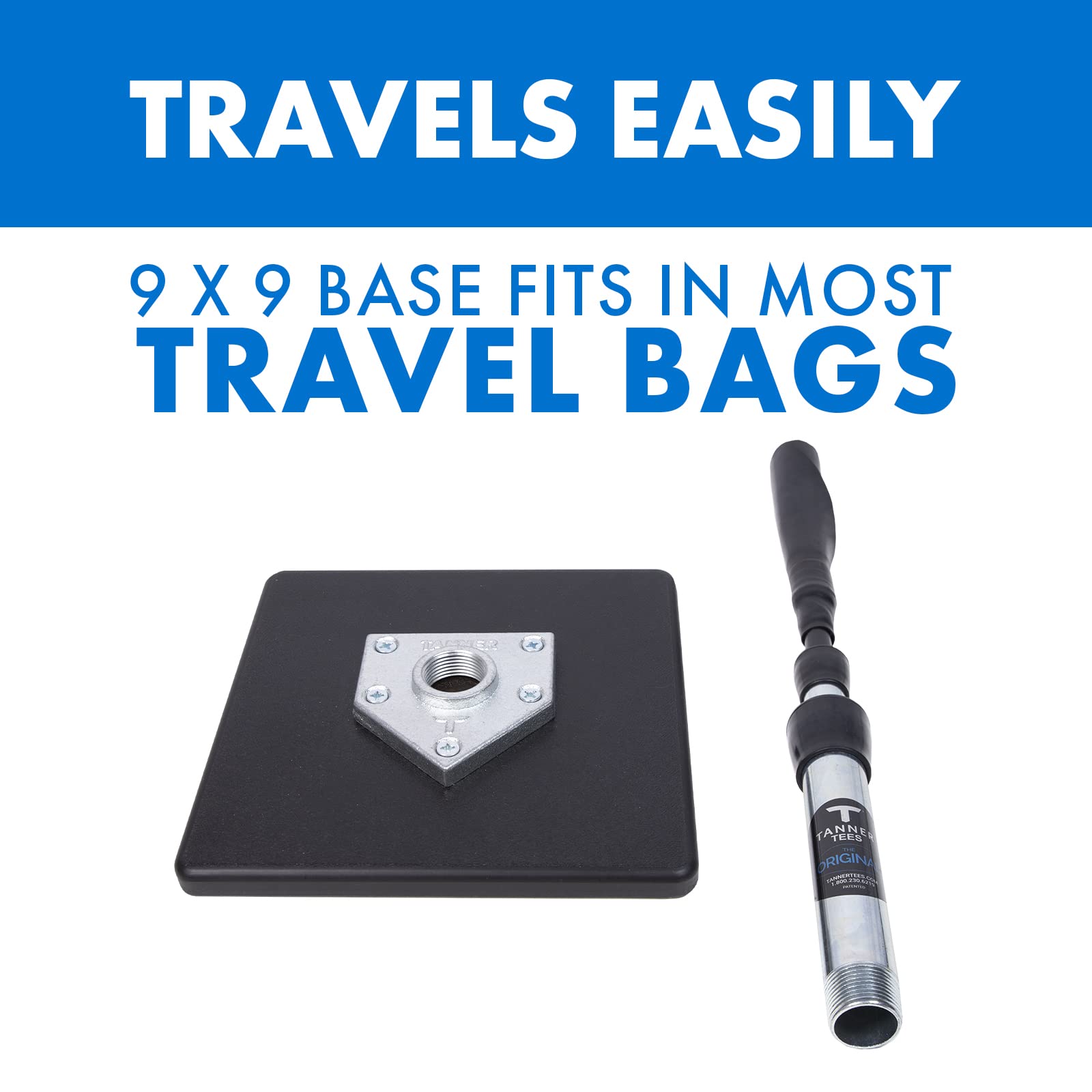 Tanner Tee The Original Batting Tee – Adjustable Pro Hitting Tee for Baseball & Softball, Steel Shaft, Composite Base, Hand-Rolled Rubber Top, 26