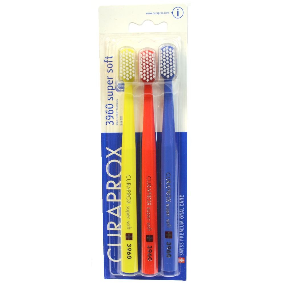 Curaprox Super Soft Toothbrush - for Sensitive Teeth & Gums | Gentle Plaque Removal | Individually Wrapped | Assorted Colours
