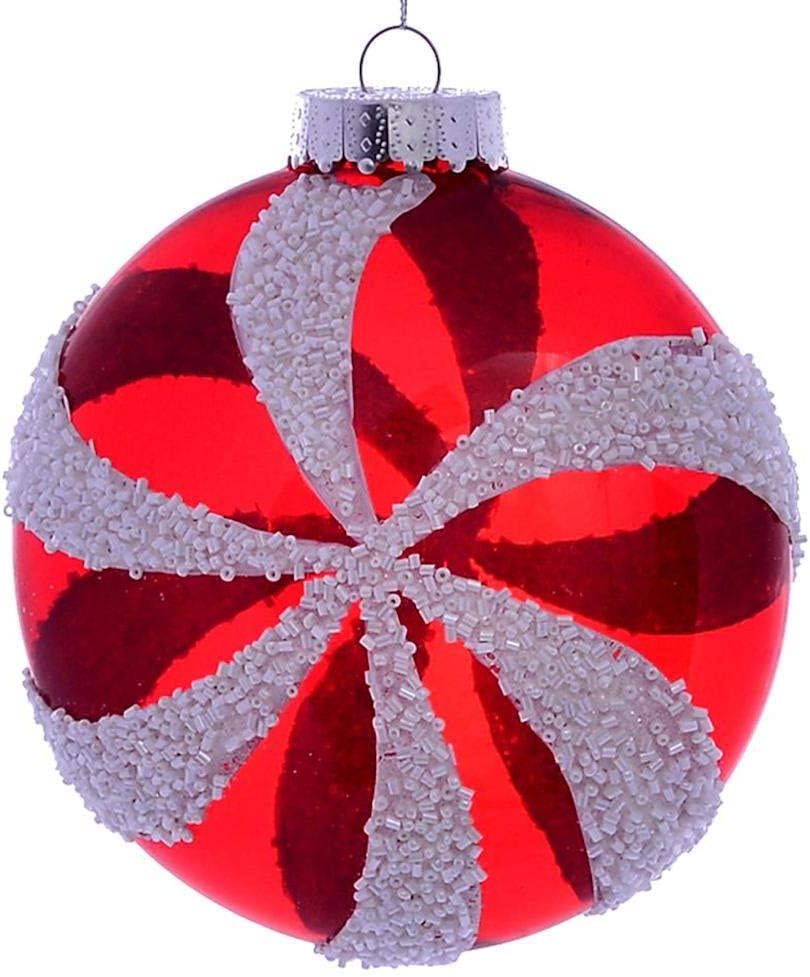 Vickerman 618691-4.75" Red White Round Swirl Christmas Tree Ornament (2 pack) (MC190312)