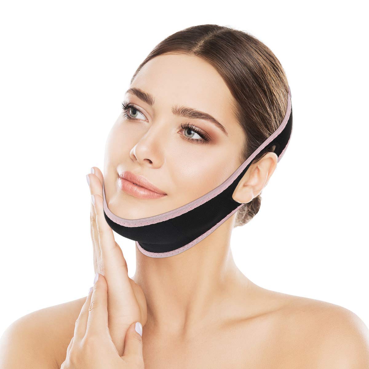 OUTERDO Facial Slimming Strap, Pain Free Lift the Face V line Shape Anti Wrinkle Chin Mask for Women for Face Neck and Chin Lift Double Effect Adjustable Pink : Beauty