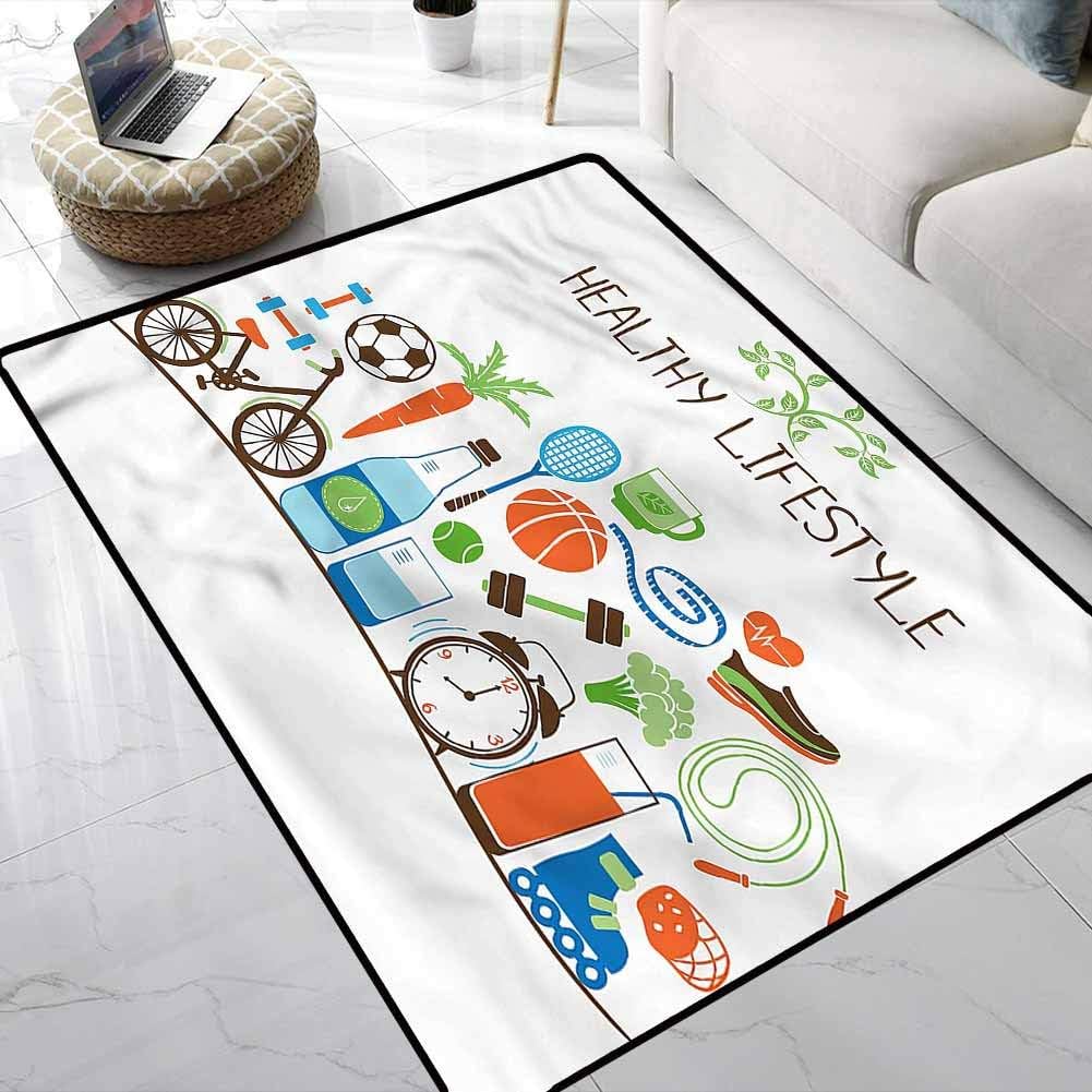 Carpet Fitness,Healthcare Wellness Luxury Carpets for Home Easy Clean Stain Resistant Shed Free 4 x 6 Feet