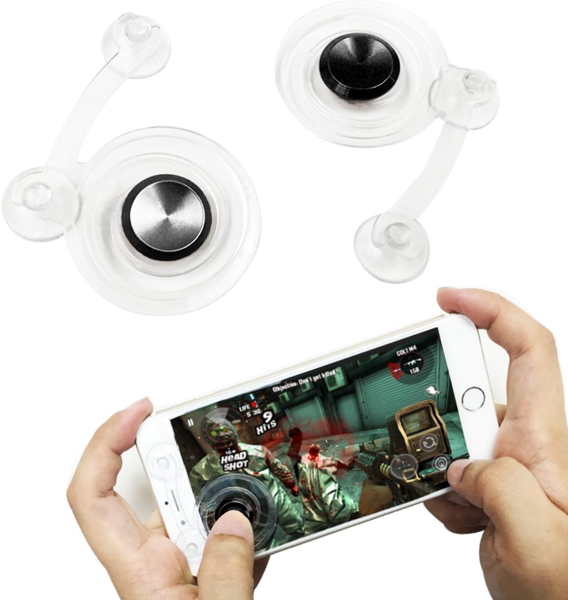 Joystick Game Controller for iPad iPhone Mobile Phone Joystick Touch Screen Joypad Tablet with Cloth Bag, Cleaning Wipe (Black 2 Left)