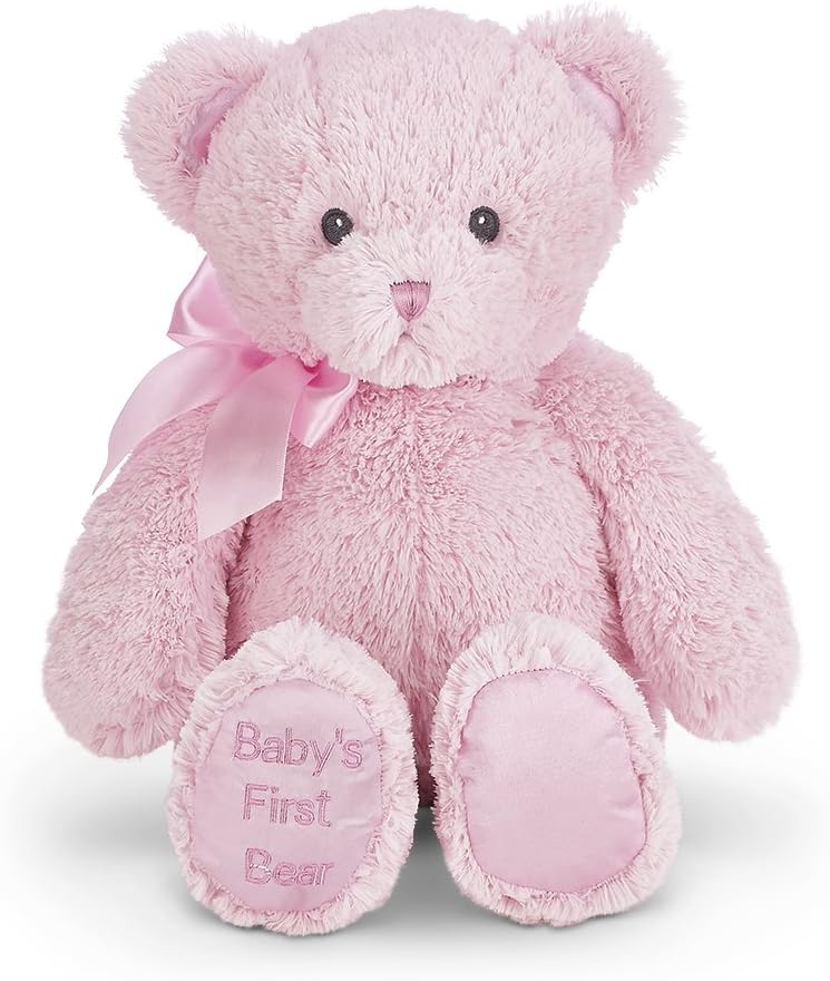 Bearington Collection Baby's First Bear Stuffed Animal Teddy 18 inches Large Pink