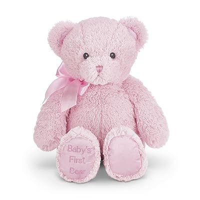 Bearington Baby's First Teddy Bear Pink Plush Stuffed Animal, 12 inches