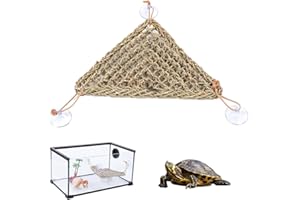 AXOMPLX 1Pcs Bearded Dragon Hammock,Natural Seagrass Woven Net, Bearded Dragon Lizard Hammock with Suction Cup, Reptile Loung