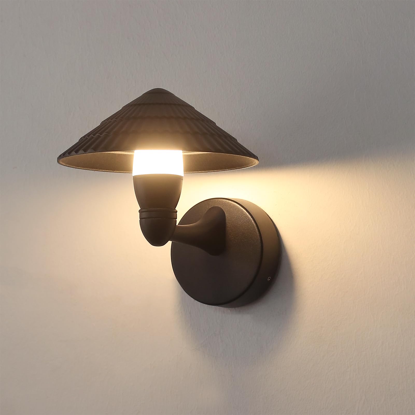 HLFVLITE LED Outdoor Wall Light, Black Aluminum Outside Wall Light, IP54 Waterproof Exterior Wall lamp for Porch, Yard, Garage, Garden, Pathway, 700LM, 3000K Warm White
