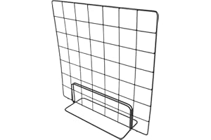 Milisten 2pcs Black Metal Wire Grid Display Stand with Large Base 35x35cm, Iron Wire Photo Hanging Rack