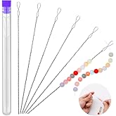 UOOU 6 Pcs Beading Needles, Collapsible Big Eye Bead Needles | Beading Supplies 0.6*130mm Collapsible Beading Needles for Jewelry Making Seed Beads