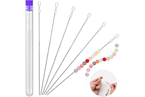 UOOU Beading Needles, 6 Pcs Twist Seed Bead Needles, Fine 0.024, Diameter 5.1 inches Length Twisted Wire Collapsible Eye Beading Needle for Jewelry Making
