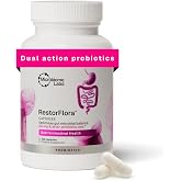 Microbiome Labs Restorflora Probiotics for Digestive Health - Gut Health Supplements with Dual Action Probiotics for Women &amp; Men - Support Bowel Regularity &amp; Immune Function (60 Capsules)