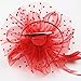 FeiYu Crafts Penny Mesh Hat Fascinator with Mesh Ribbons and A-Red Feathers(A-Red)