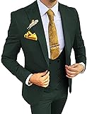 Wangyue 3 Piece Men's Suits Slim Fit Green Men