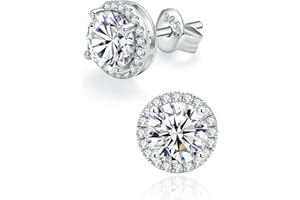IMOLOVE Moissanite Stud Earrings for Women in Sterling Silver Hypoallergenic 1-3CT D Color Round Cut Moissante Earrings