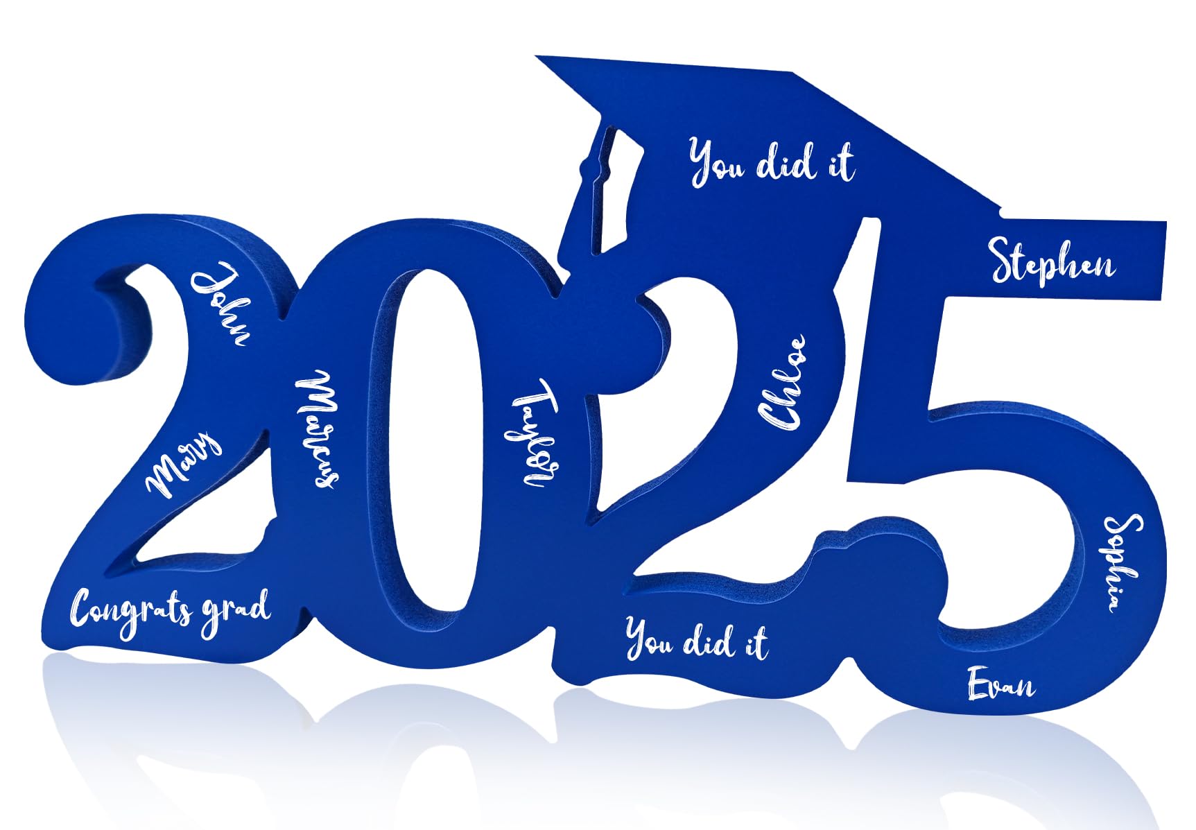 Photo 1 of Blue Graduation Guest Book Decorations, Class of 2025 Congrats Grad Wooden Table Centerpieces, Graduation Photo Booth Props for Any Schools or Grades