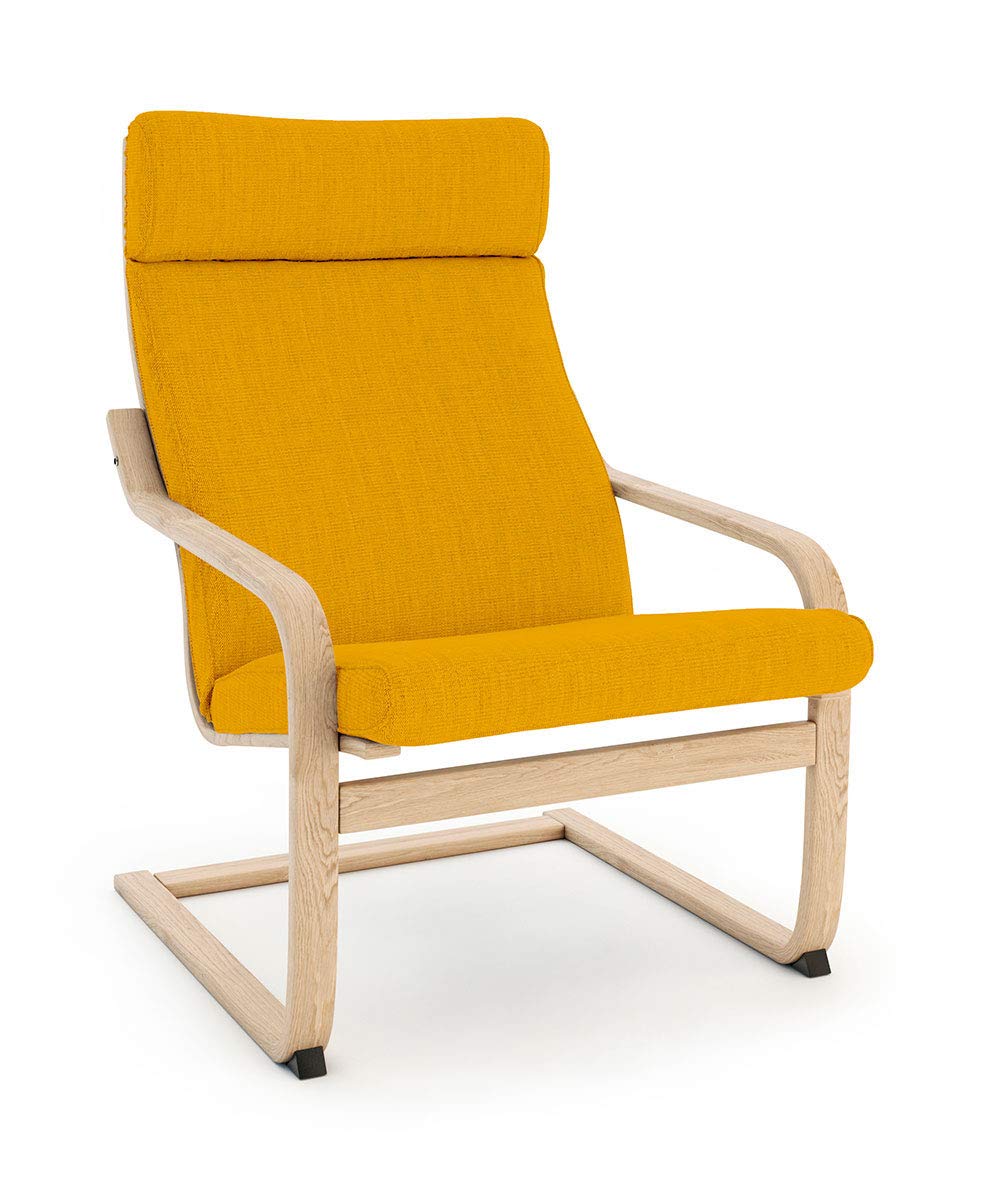 Vinylla Armchair Replacement Cover Made for Ikea Poang Chair (Cushion Design 3, Polyester - Yellow)