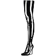 Women's Patent Leather PU Thigh High Boots Pointy Toe Side Zippe Fashion Comfy Sexy Stiletto High Heel Over The Knee Boots