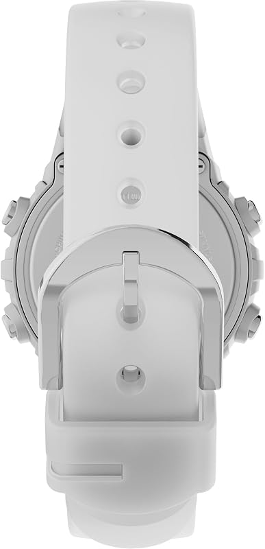 Sport Unisex-Armbanduhr, 33 mm, weißes Kunstharzarmband, digitales Zifferblatt, silberfarbenes Gehäuse TW5M61500