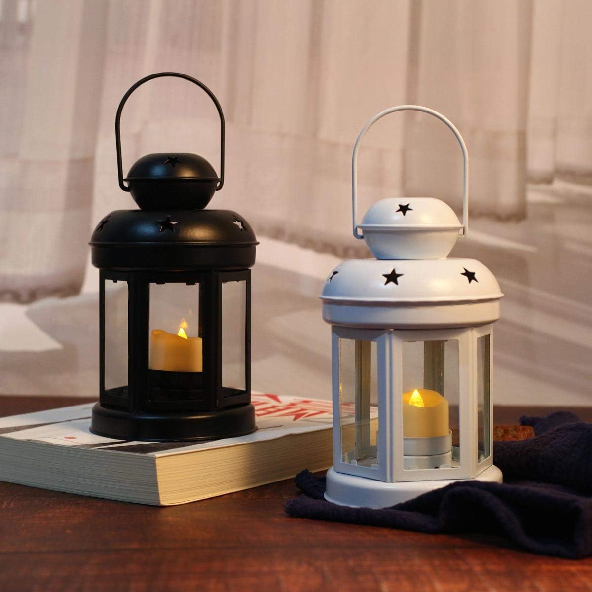 Candle Lantern With Led Flameless Candle | Indoor Outdoor Tabletop Lanterns | Hanging Lanterns, For Home Or Garden Decor: Home & Kitchen