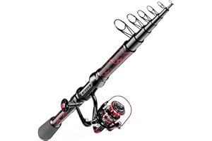 QUDRAKAST Fishing Rod and Reel Combos, Unique Design with X-Warping Painting, Carbon Fiber Telescopic Fishing Rod with Reel Combo Kit with Tackle Box, Best Gift for Fishing Beginner and Angler