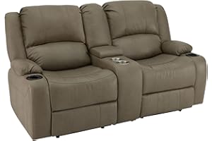 RecPro Charles 67" Powered Double RV Wall Hugger Recliner Sofa RV Loveseat with Upgraded 2023 Fabric (Putty)