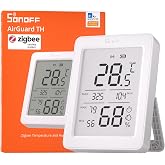 SONOFF SNZB-02DR2 AirGuard TH, Indoor Smart Zigbee Temperature and Humidity Sensor, 3.6'' LCD Display, App Monitoring with Charts, Notification Alerts, Data Export, Remote Data Display, 1-Pack