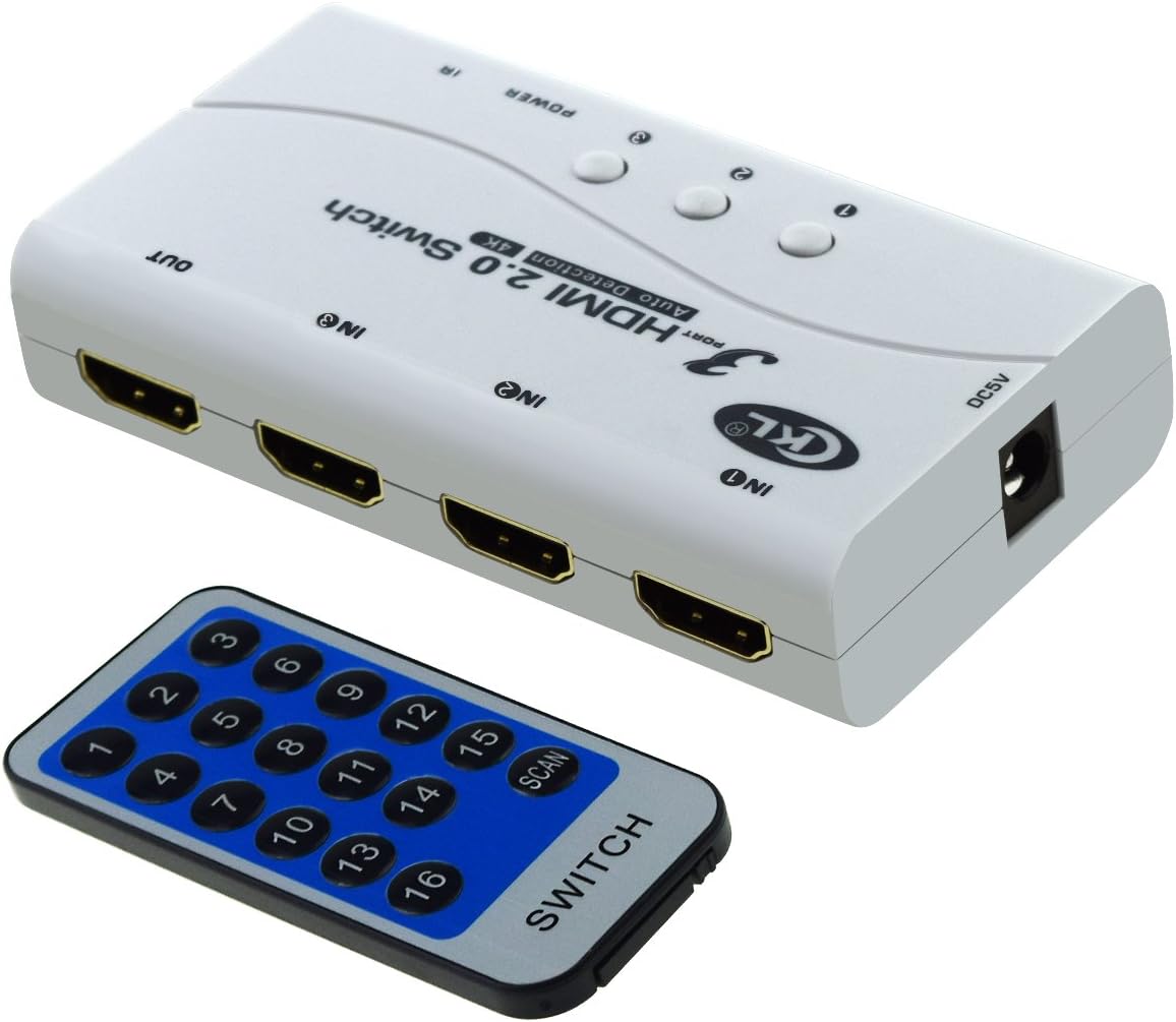 3 in 1 Out 1080P HDMI Switch,Mini HDMI Selector with RS232/IR Remote Control HDMI Support 3D Auto Detection Auto Scan HDCP EDID